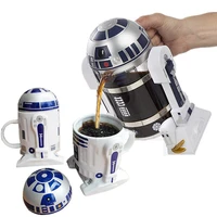 free shipping r2d2 robot shape coffee maker 960ml milk cup set creative table ornament personalized gift ceramic coffee mug