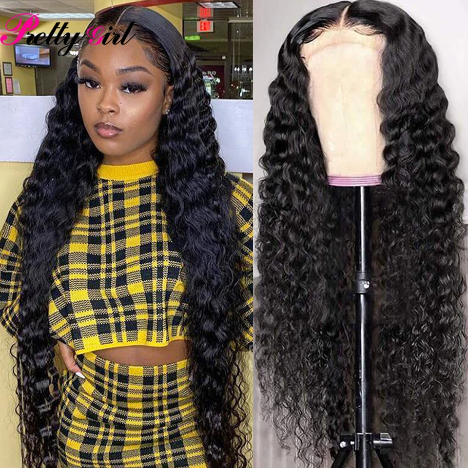 Deep Wave Wigs Peruvian 13x6 Lace Front Human Hair Wig 13x4 Lace Frontal Wig 30 38 Inches Pre Plucked Hairline For Black Women