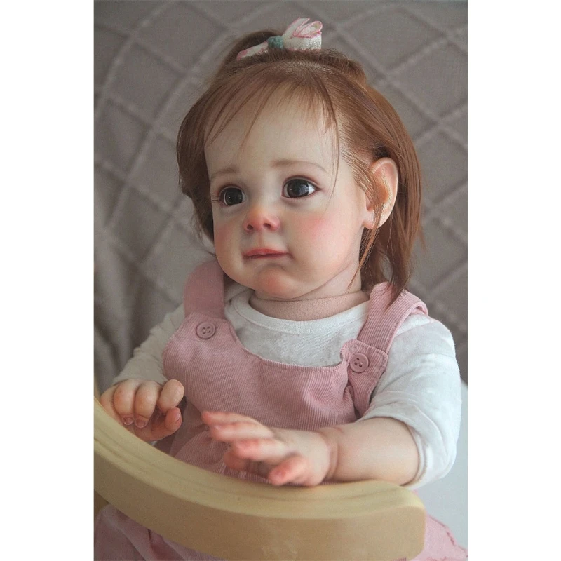 

60CM Soft Toy Realistic Baby Girl Doll w/ Acrylic-Eyes Lifelike Educational Reborn Cuddly Handicraft Toy Kids Party Gift