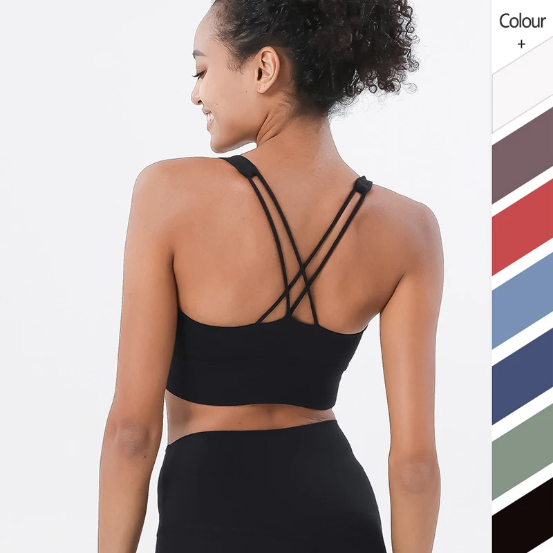 

Soft Nude Sports Bra Back Cross Yoga Bra Push Up Shockproof Fitness Gym Bras Crop Tops Women Plain Yoga Workout Bras Sportswear