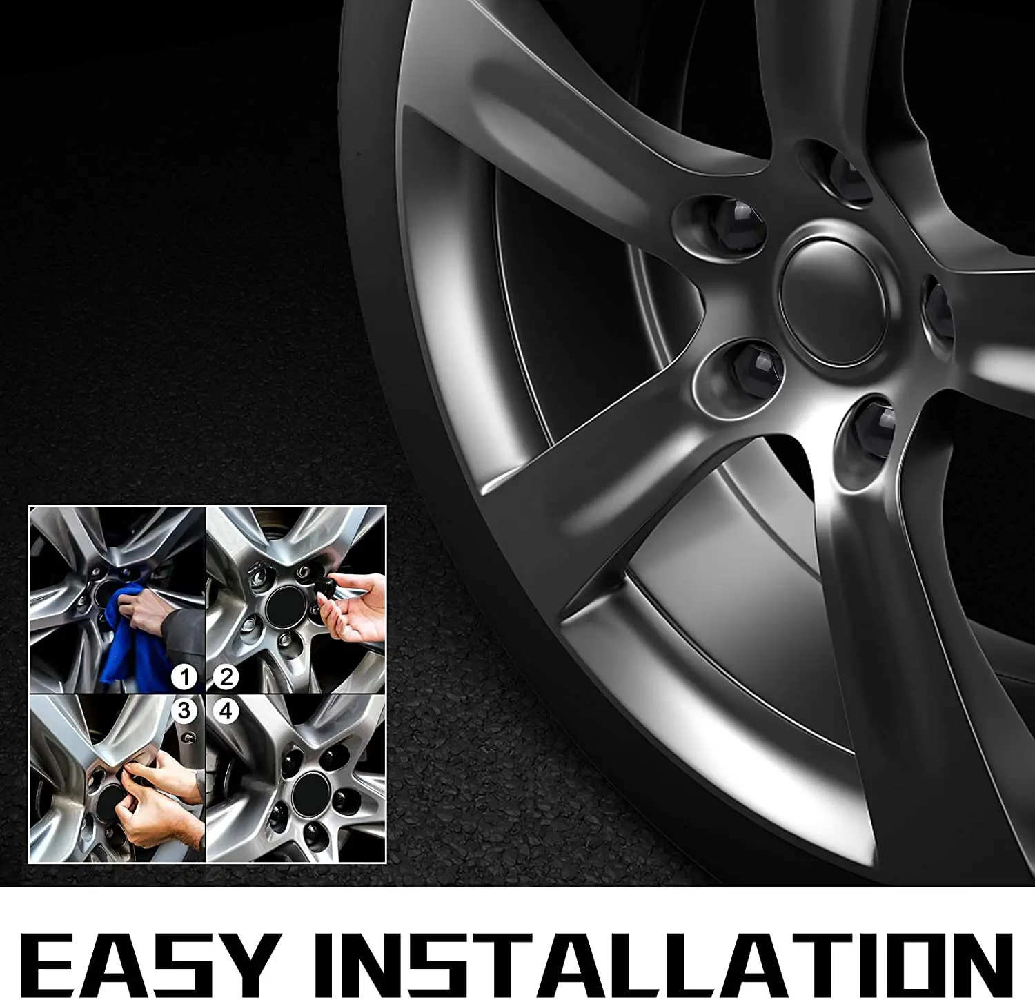 

24 PCS Wheel Nut Cap 17 mm Black Universal Tyre Nut Covers with Removal Tool Set for Car