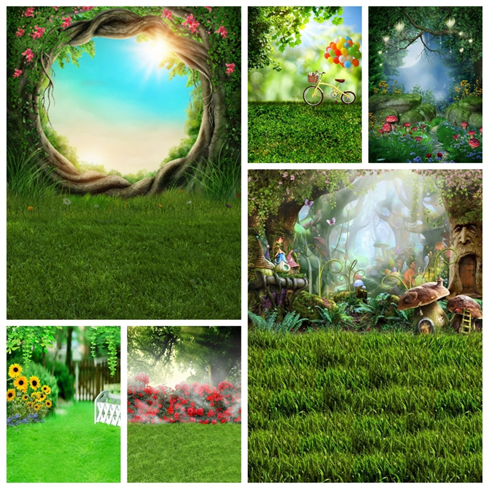 Виниловый фон для фотосъемки с изображением весеннего цветка зеленого парка