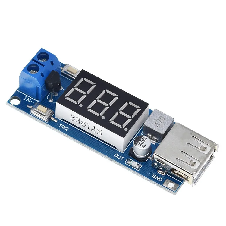 

USB CAR Charger LED Step Down Buck Converter Voltmeter Module Low Power DC 4.5-40V To 5V 2A High Efficiency Low Ripple Board