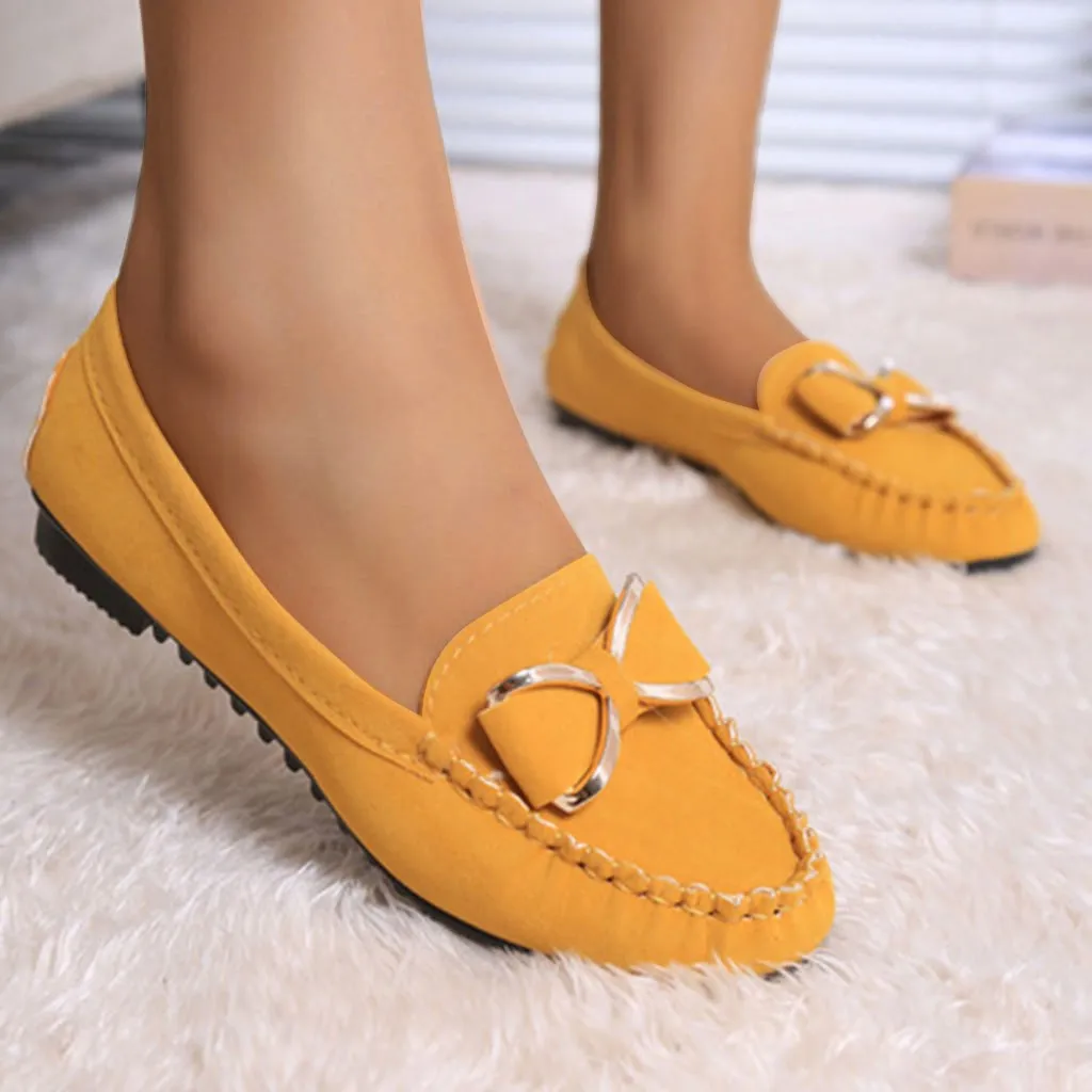 Модные женские туфли без застежки на плоской подошве с бантиком Новое