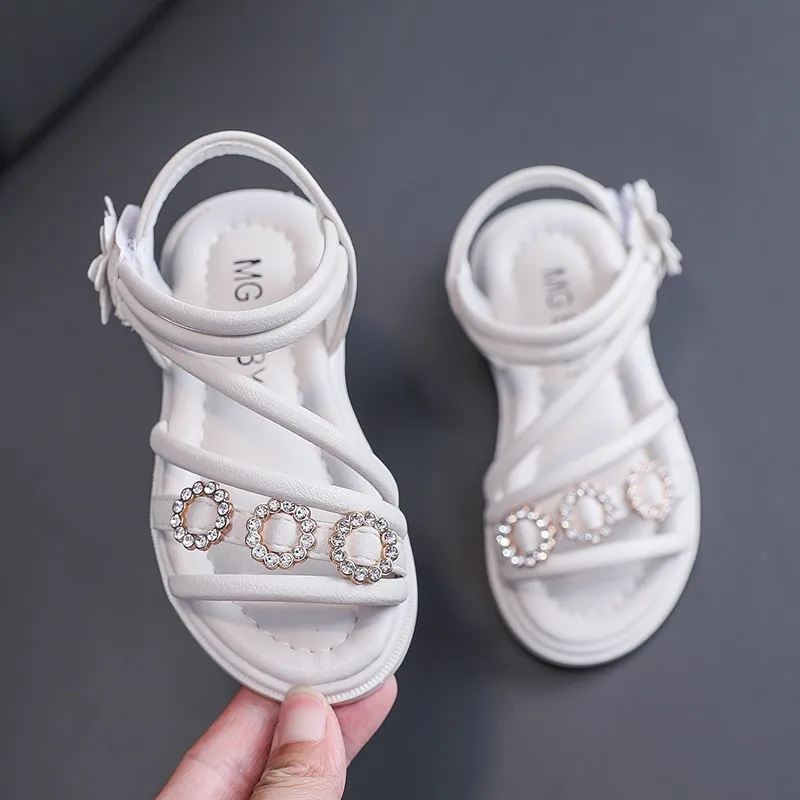 Сандалии детские резиновые со стразами босоножки из искусственной кожи для