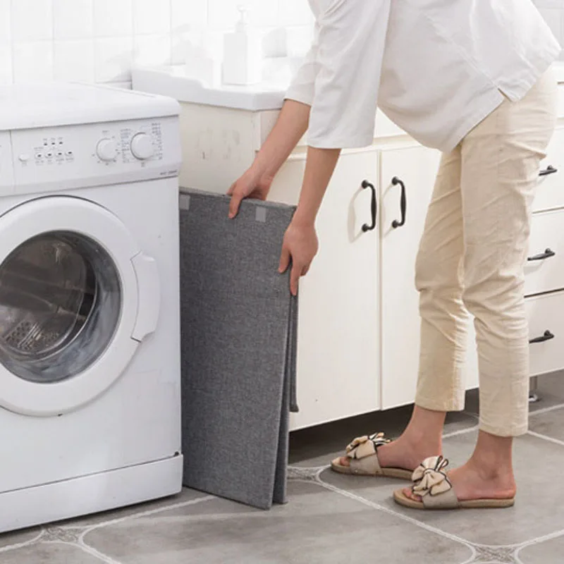 

Fashion Cotton And Linen Collapsible Hamper Large Storage Waterproof Laundry Bucket Home Bathroom Needs Storage Basket