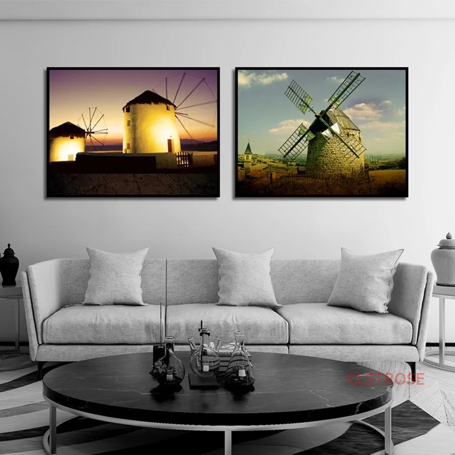 

Nordic Windmill Landscape Decoration Posters Hd Printed Spray Canvas Painting Wall Art Pictures For Living Room Home Decor