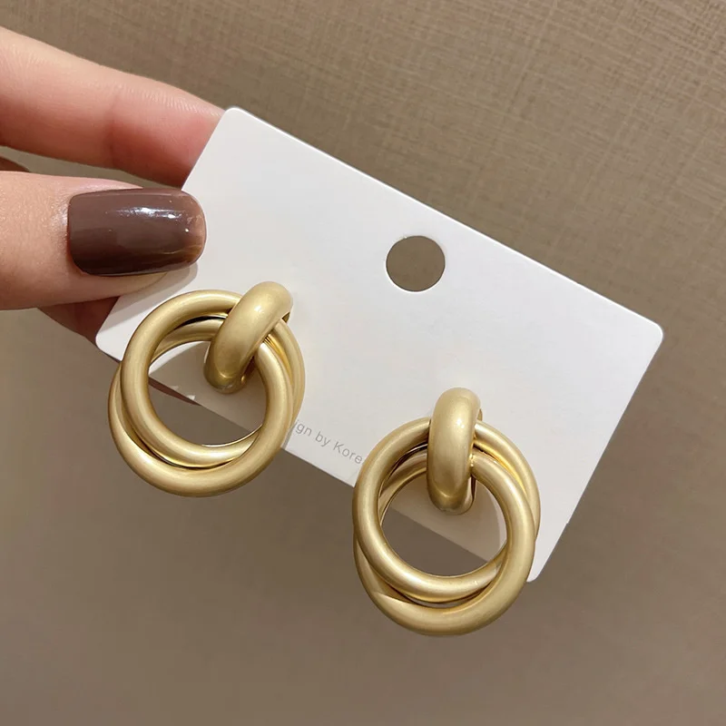 

Silver Needle Matte Frosted 2021 New Metal 2021 Trendy Limited Earrings for Women Girls European Party