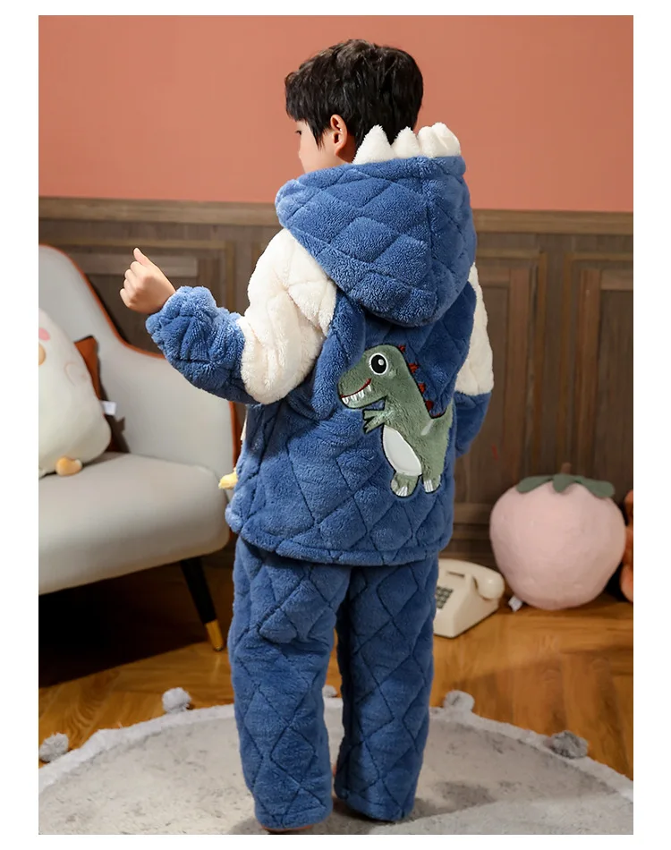 Conjuntos de Pijamas de algod&oacute;n para ni&ntilde;os y ni&ntilde;as, ropa de dormir de manga larga, Tops y pantalones, 2 piezas, oto&ntilde;o-3