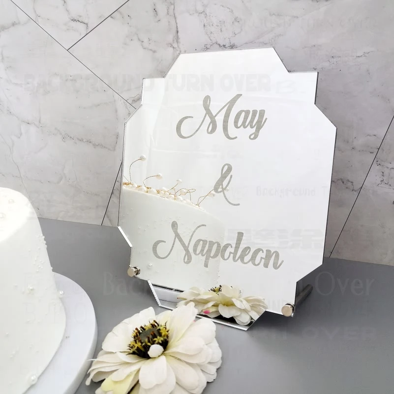 Пользовательские Свадебные имя и Дата зеркальная рамка акриловая Babyshower слово