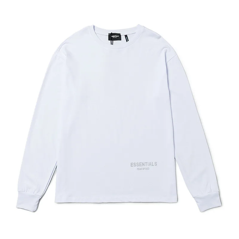 

Autumn 2021 fog fashion men's pure cotton casual 3M reflective double line round neck long sleeve T-shirt
