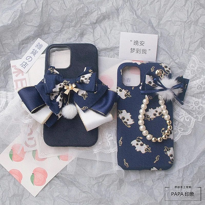 

12/13pro max Handmade Bowknot case for iphone 11 kimono fabric Cover Xsmax XR 8 6 7plus Shell lady girl gift Ribbon customized