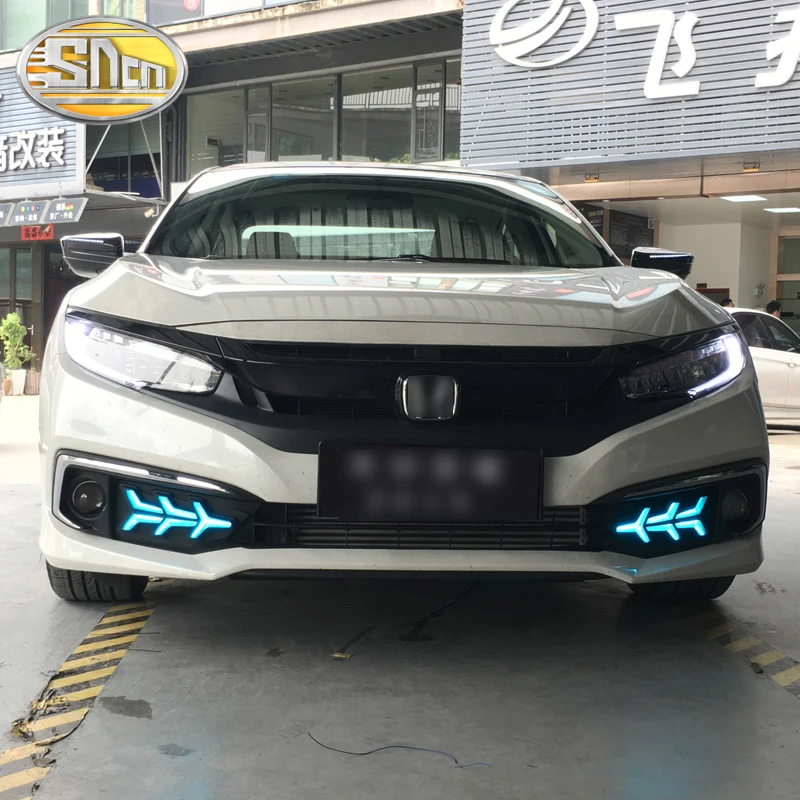 DRL для Honda Civic 2019 светодиодный дневные ходовые огни с стримером Поворотная