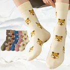 Забавные женские носки, хлопковые, в стиле Харадзюку, Длинные Носки с рисунком собаки, для осени, носки хлопковые с забавным