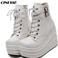 women muffin thick bottom 11cm slope heel sleet waterproof stage sting ingres sitted male and female shoes short boots 35 43