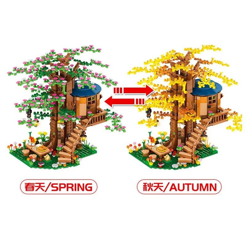 Mine Ideas Craft 1109 шт сезонные Treehouse 21318 уменьшенный вер строительные блоки дерево дом