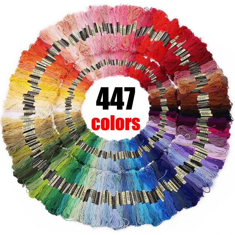 

447 Multi-color Similar DMC Thread DIY Cross Stitch Cotton Sewing Skeins Embroidery Thread Floss Kit Sewing Tools