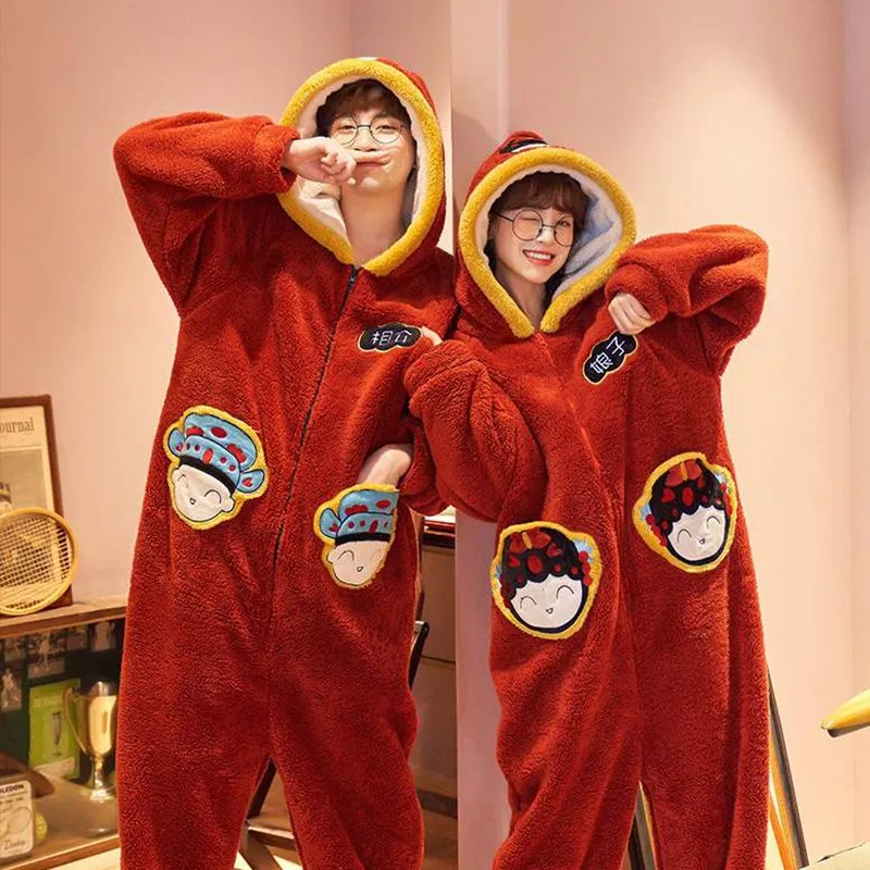 

Tonngirls Winter Pajama Woman Onesie Adult Chineses Style Sleepwear Onepiece Kigurumi Pajama Female Hoodies Nightwear Flannel
