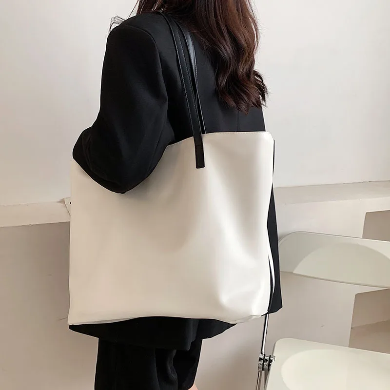 

2021 новые модные женские сумочки из искусственной кожи, модные однотонные женские вместительные сумки с верхней ручкой, большие повседневны...