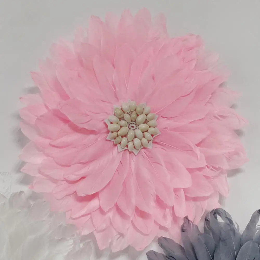 Feather Conch Artificial Flower Wall Mounted Hanging Wedding Party Home Decor | Wind Chimes &amp Decorations