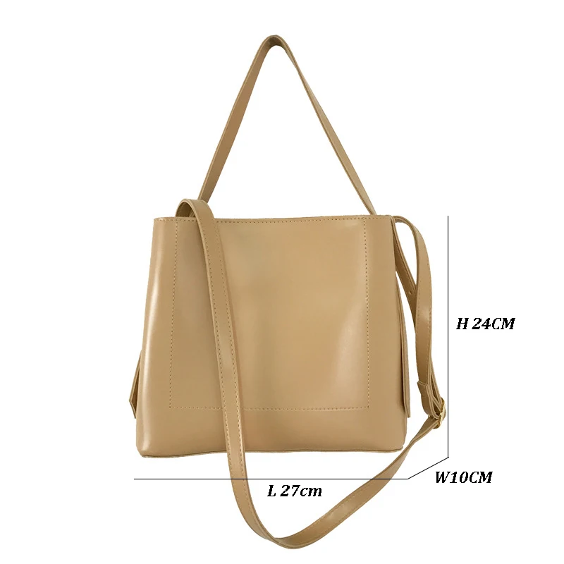 

Casual Simply Large Buckets Bag Designer Square Women Handbags Luxury Pu Leather Shoulder Crossbody Bags Female Tote Purse 2021