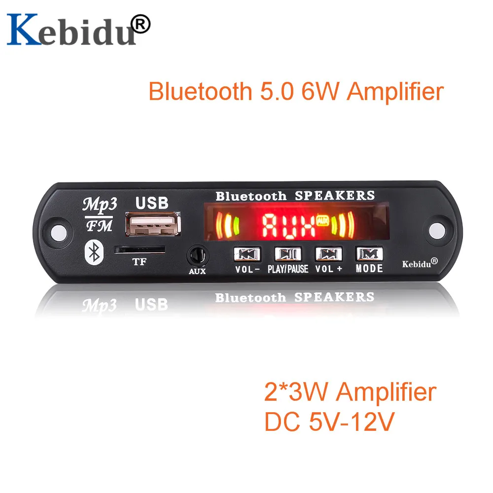 KEBIDU беспроводной 6 Вт усилитель Bluetooth 5 0 MP3 WMA декодер плата модуль с TF SD картой USB FM