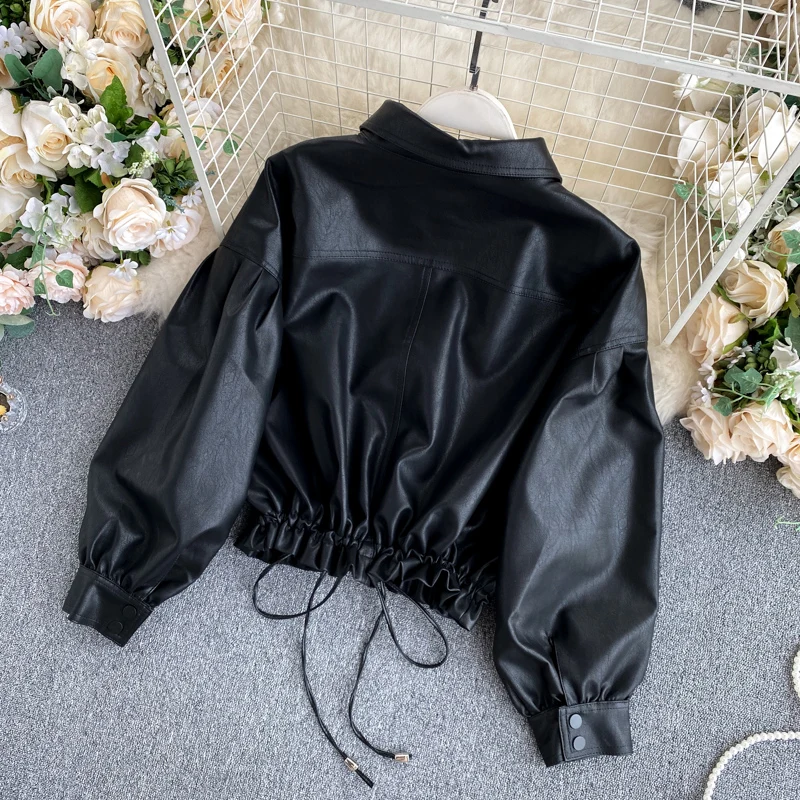 ZQLZ Vintage Leather Coat Women 2020 New Loose Black Pu Jacket Female Single Breasted Punk Short Faux Leather Overcoat  Mujer