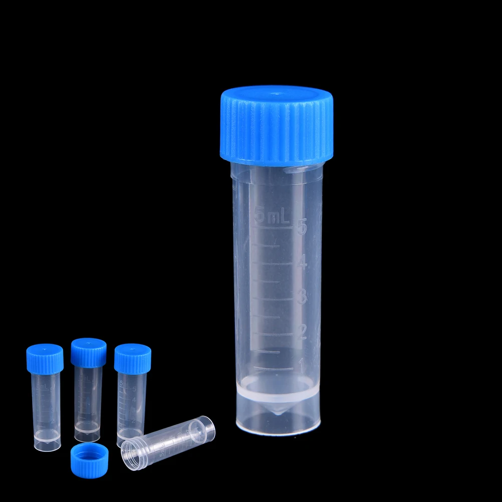 

20PCS x 5ml Chemistry Plastic Test Tubes Vials Seal Caps Pack Container for Office School Chemistry Supplies