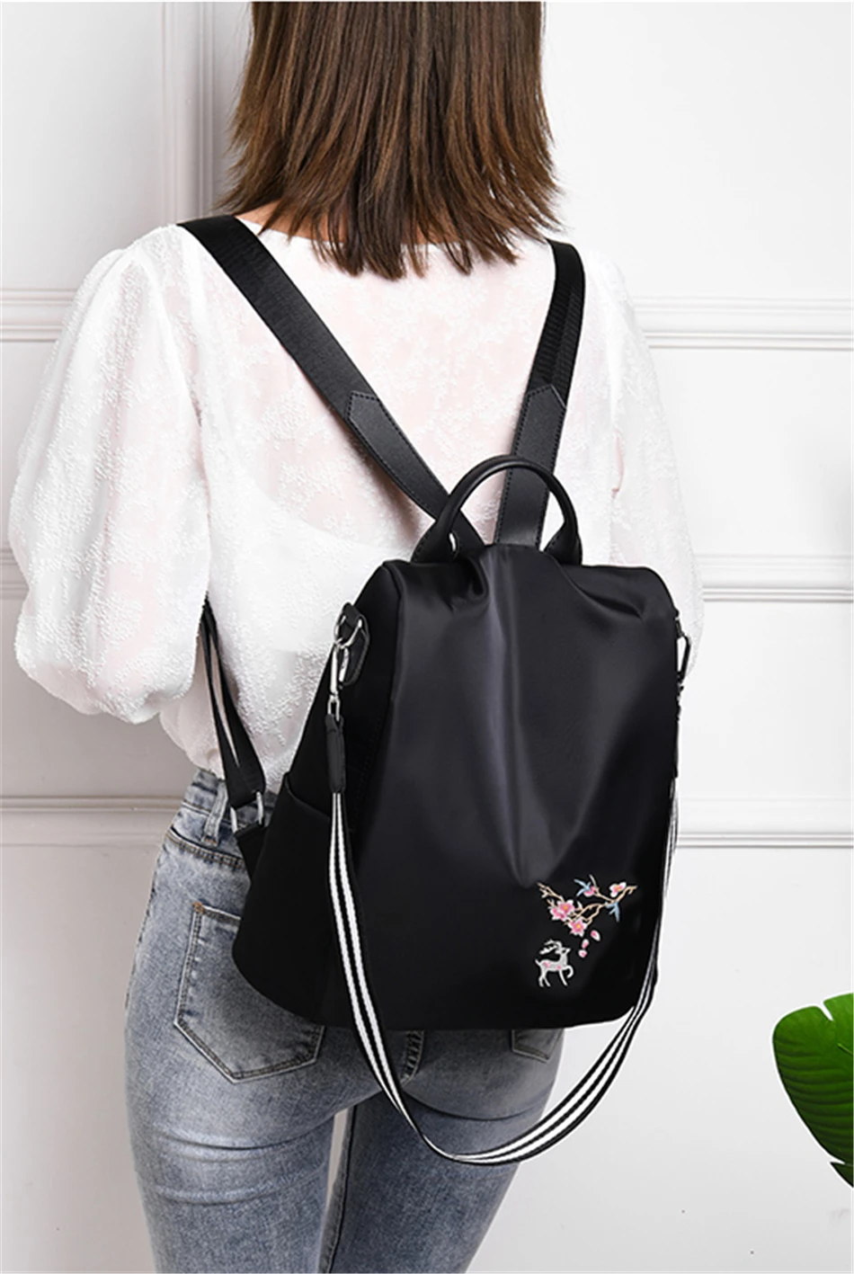 Элегантный женский рюкзак с вышивкой оленя, Mochila Feminina, 3 в 1, светильник, школьная сумка для девочек, рюкзак для путешествий с противоугонным дизайном