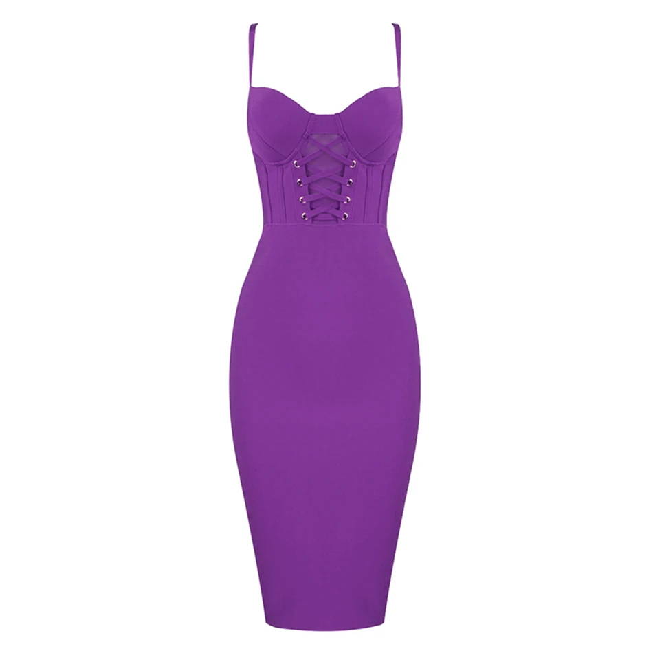 Сексуальное Фиолетовое Женское Бандажное платье на тонких бретельках новинка 2021
