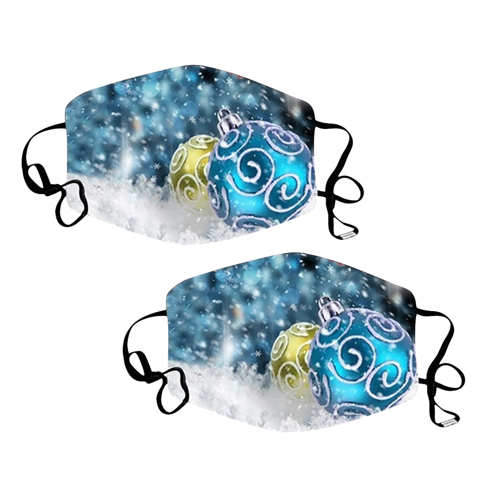 

2PCS Christmas Face Mask Outdoor Fabric Facial Mask Santa Claus Print Mouth Cap Washable mascarillas Cubrebocas Maska Mondkapjes