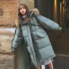 2021 X-длинная Водонепроницаемая парка, зимняя женская куртка с воротником из лисьего меха, Женская длинная приталенная парка с капюшоном, теплая верхняя одежда в Корейском стиле