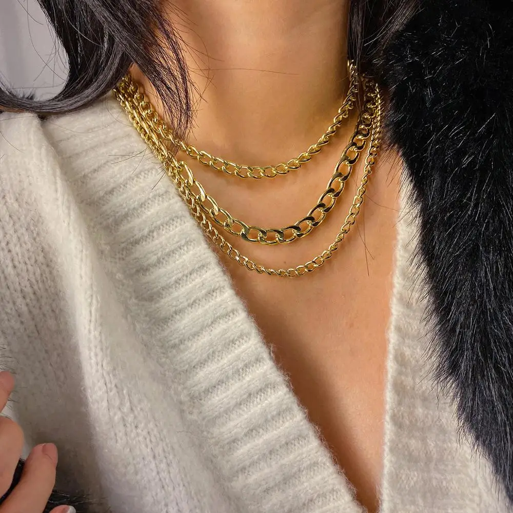 Многослойное ожерелье цепочка SHIXIN в стиле хип хоп для женщин простой чокер