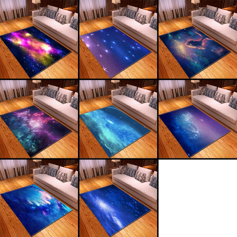 3D Galaxy Universe Star Rug Bedroom Kids Room Play Mat Carpet Flannel Dining Table Sofa Area Rugs Large Living | Дом и сад