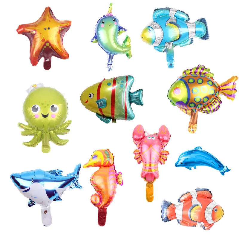 10 шт./лот Мини Воздушные шары из фольги в виде рыб воздушные морского мира Детские