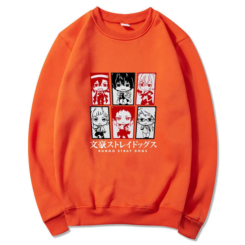 

Anime Q Version Bungou Stray Dogs Pattern Sweatshirt Spring Autumn Men Women 100% Pure Cotton Sweatshirts Funny Male Pullovers