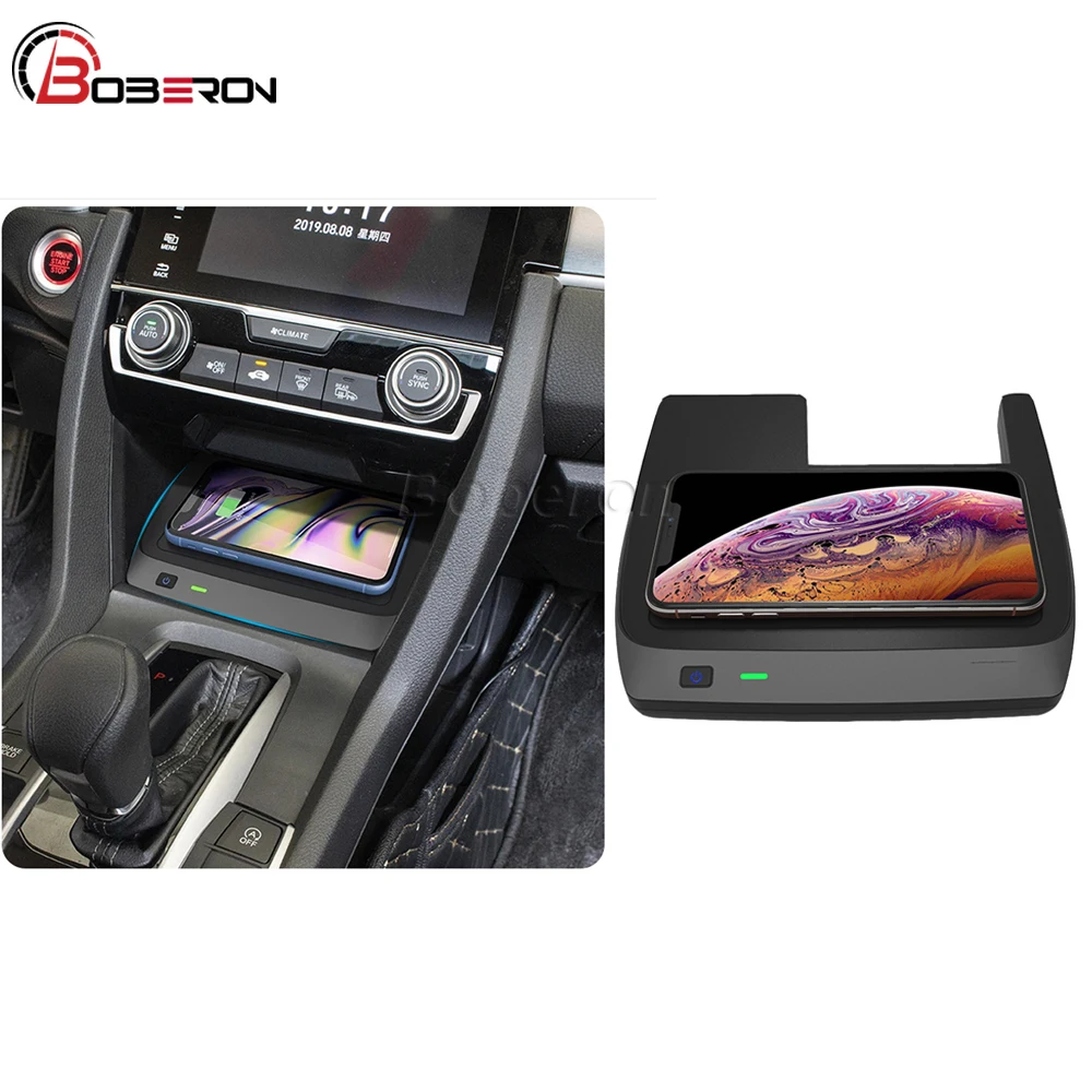 

10W Car QI Wireless Charger Center Console Fast Phone Charging Plat for Honda Civic 2016 2017 2018 2019