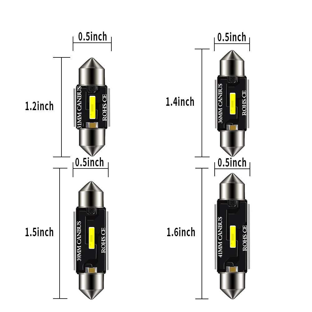 Светодиодсветодиодный лампы DXZ C5W C10W 50 шт. Canbus Festoon 41MM CSP 1860 без ошибок для салона