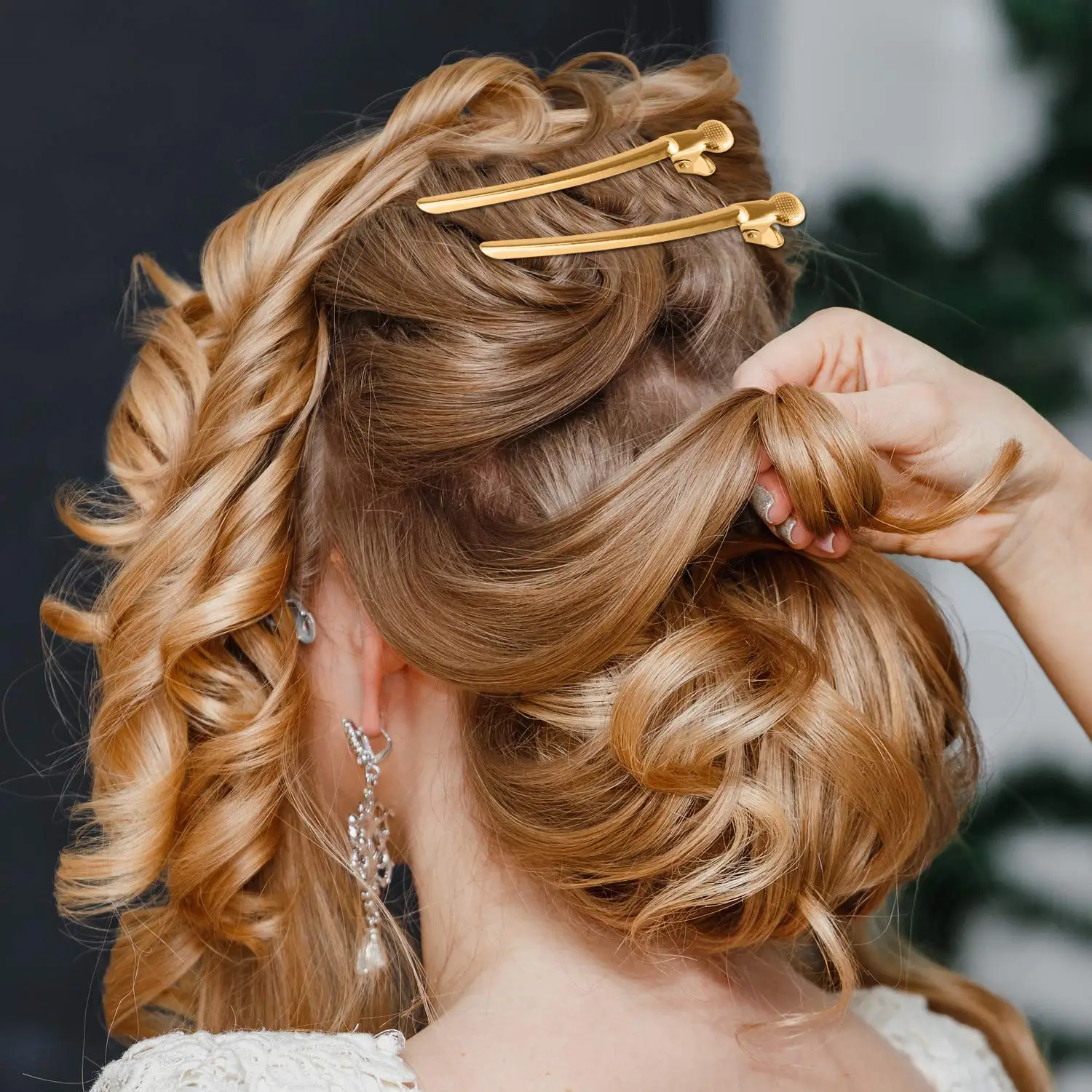 

12pcs Crocodile Leather Hairpin, Duck Bill Hairpin, Rust-proof Metal Hairpin, With Holes, For Curly Hair Style Partition Clip