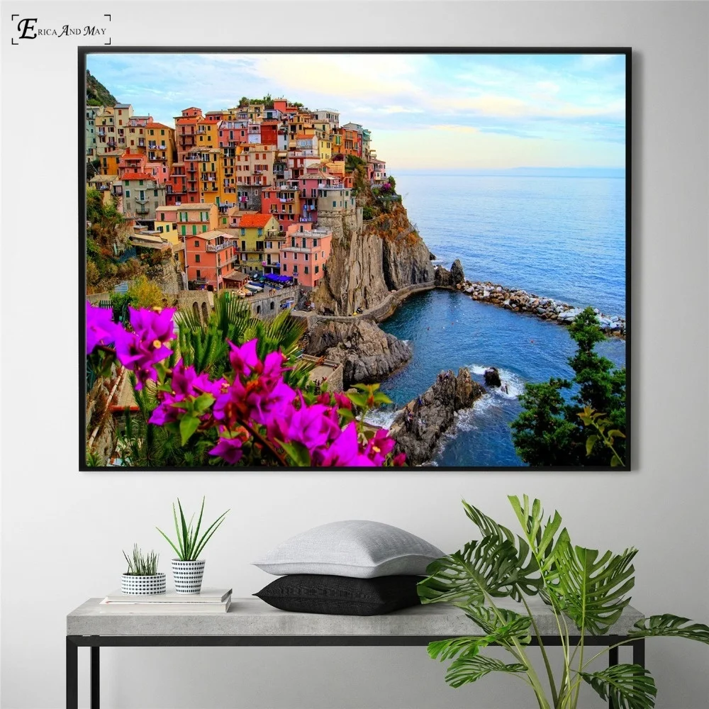 

Port Mediterranean Sea Scenery Wall Art Canvas Painting Poster For Home Decor Posters And Prints Unframed Decorative Pictures