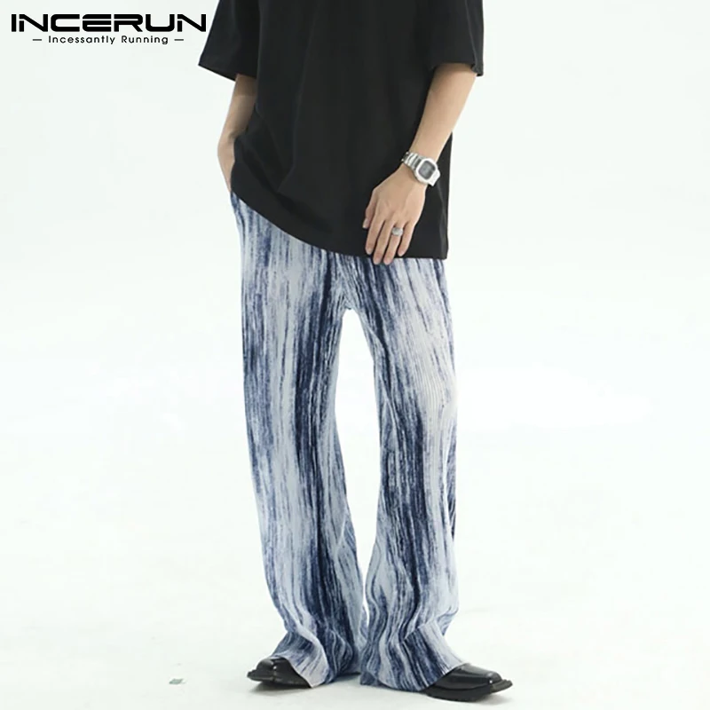 

Handsome Well Fitting Men Simple Trousers Loose Comfortable Sense Gradient Color INCERUN Male Drape Pleated Long Pant S-5XL 2022