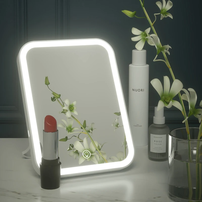 

LED Makeup Mirror Cosmetic Mirror Touch Screen Touch-sensitive Control 90 Degree Rotating USB Charger Stand for Table Adjustable