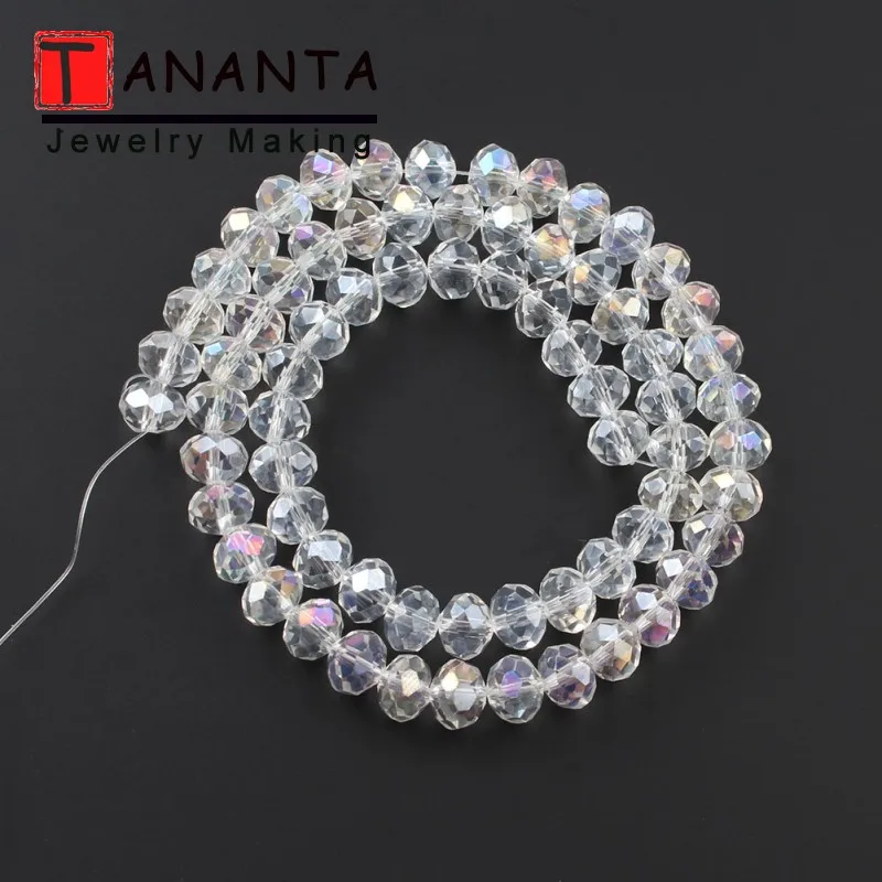 Оптовая продажа граненые прозрачные стеклянные бусины AB круглые разделители 4 6 8