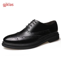 british real leather suit formal shoe genuine leather wedding dress man shoes high quality brogue lace up gents casual shoes