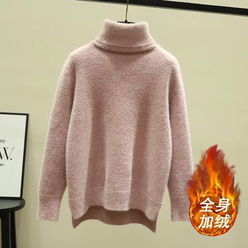 Женский бархатный свитер с высоким воротником повседневный облегающий пуловер