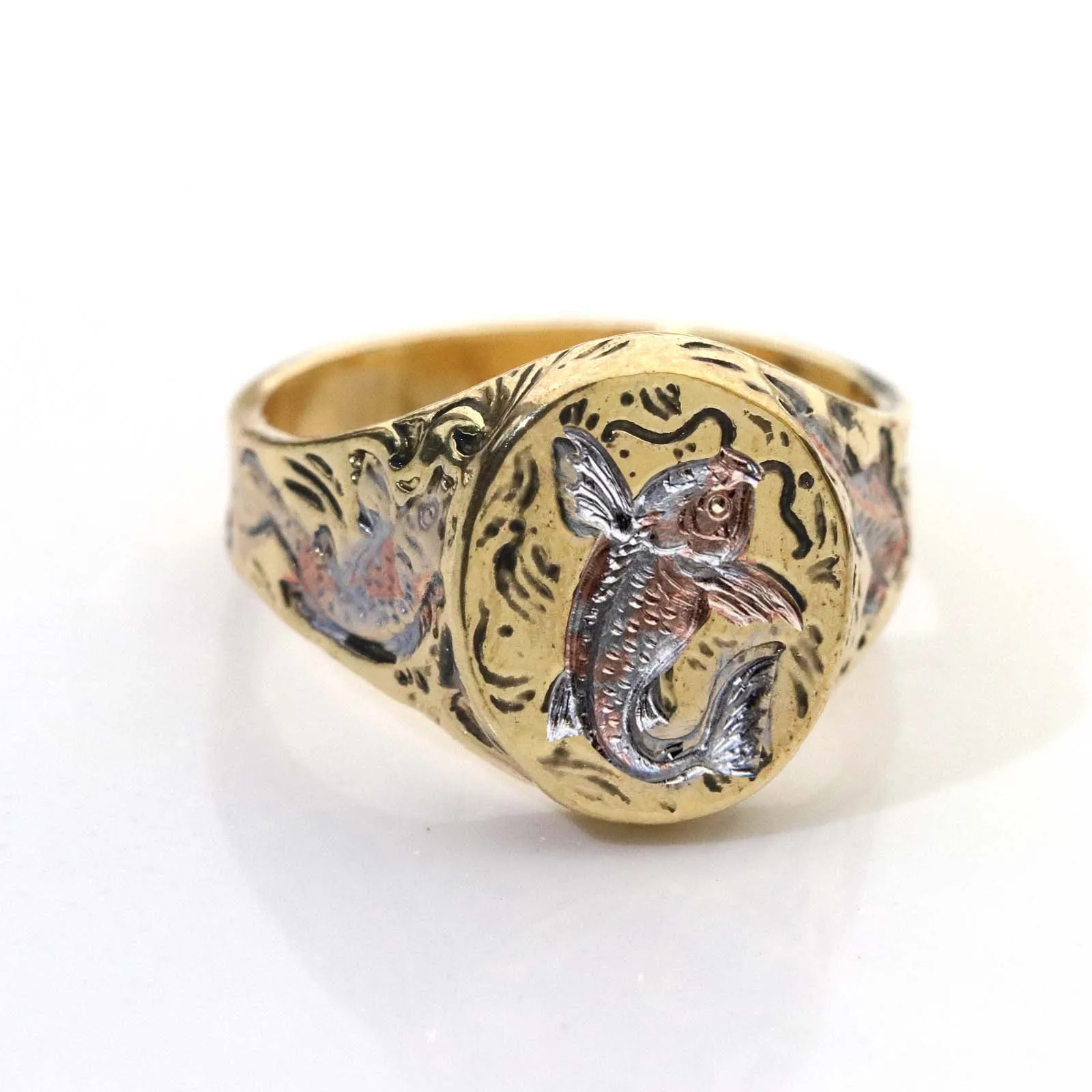 2021 новый золотой трехмерный рельефный Золотая рыбка кольцо пульсации Мужская