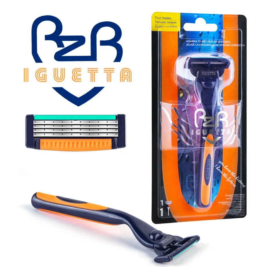 

RZR IGUETTA 2021 Orange Series 4-Layer Blade Manual Razor Blade Compatible Suitable For Beard Razor Trimmer Shaver