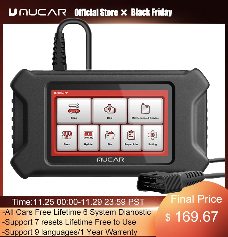 

MUCAR CS6 Full OBD2 Scanner Oil/EPB/SAS/TPMS/TBA/ABS resets Lifetime Free Car Diagnostic Tools Professional OBD2 Scanner