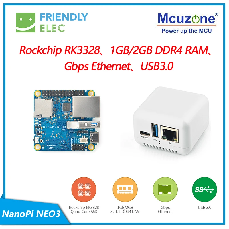 FriendlyElec NanoPi NEO3 1 ГБ/2 ГБ DDR4 RK3328 Cortex A53 четырехъядерный 64 bi поддержка Ubuntu core преемник