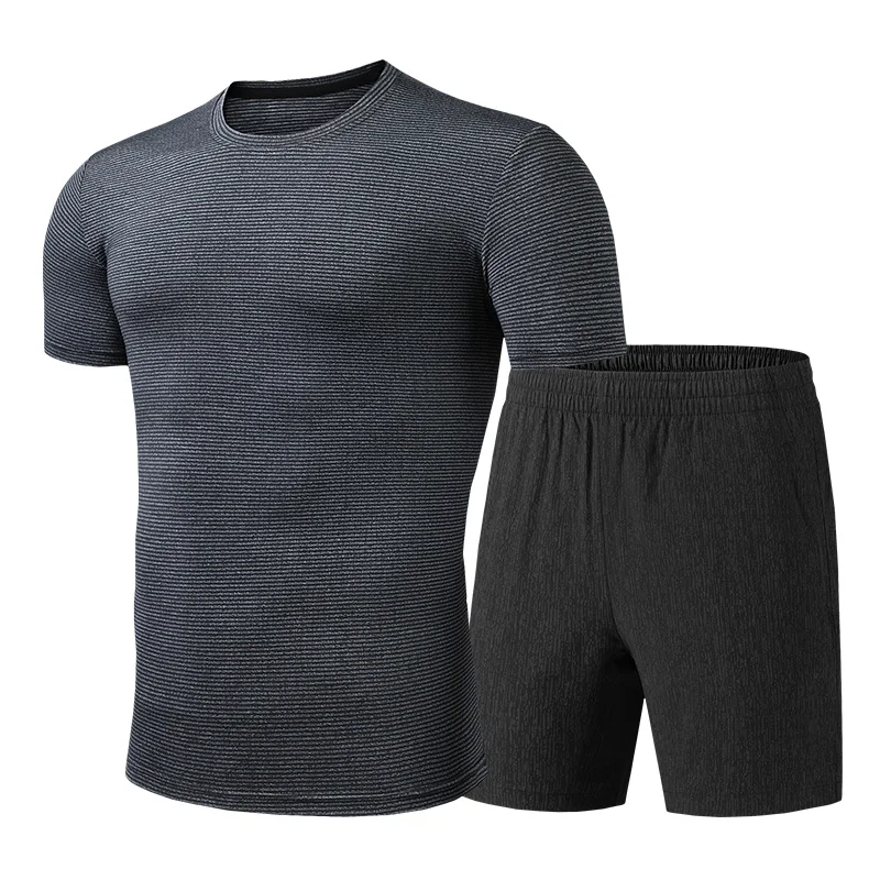 

Summer Sport Suit Men Casual Fitness Sets Short-Sleeve Tracksuit Male Quick Dry Training Clothing Asian Size